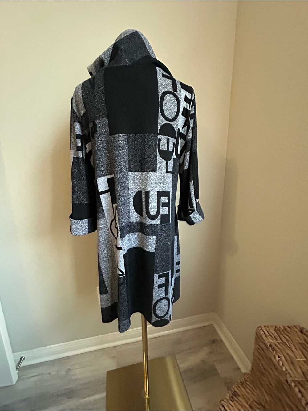 Joseph Ribkoff Black and Gray Graphic Long Sleeve Dress